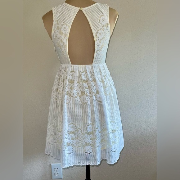 Free People Lace Rocco Mini Sundress White Yellow, Size 2 - Picture 5 of 10